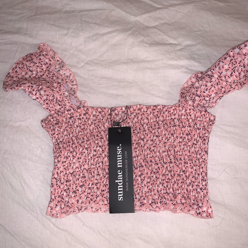 pink and navy floral tank top